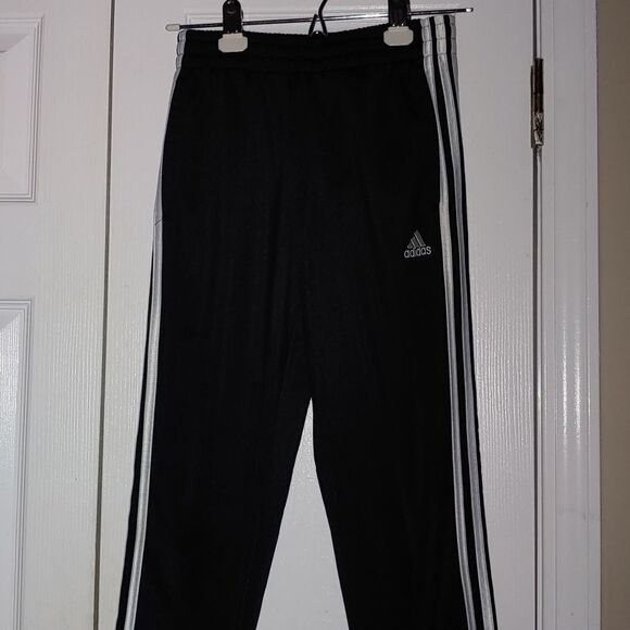 Adidas black white 3 striped track soccer pants Sz M ( 10/12) - Picture 3 of 7